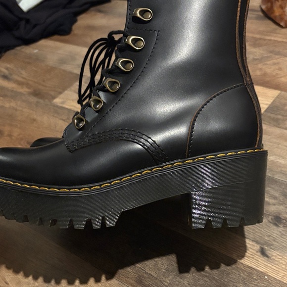 Dr. Martens Leona Black Combat Boots - Picture 9 of 13